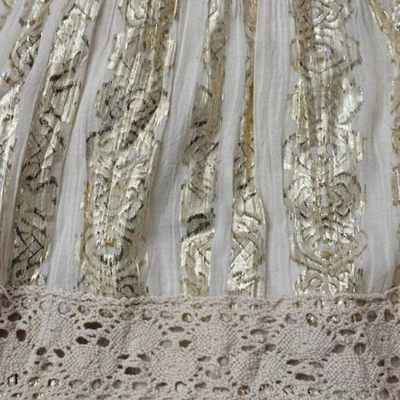 Me 2 Magic Anthropologie Tan Gold Lurex Crochet Accents Maxi Dress Size S NWT - Picture 5 of 8